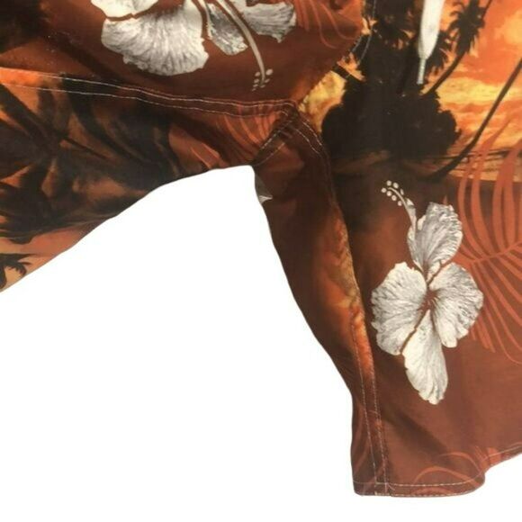 Newport Blue XL Orange Floral Quick-Dry Swim Trunks - Picture 6 of 7